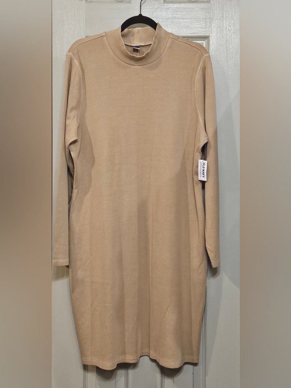 Old Navy Long Sleeve Mock Neck Dress — Beige